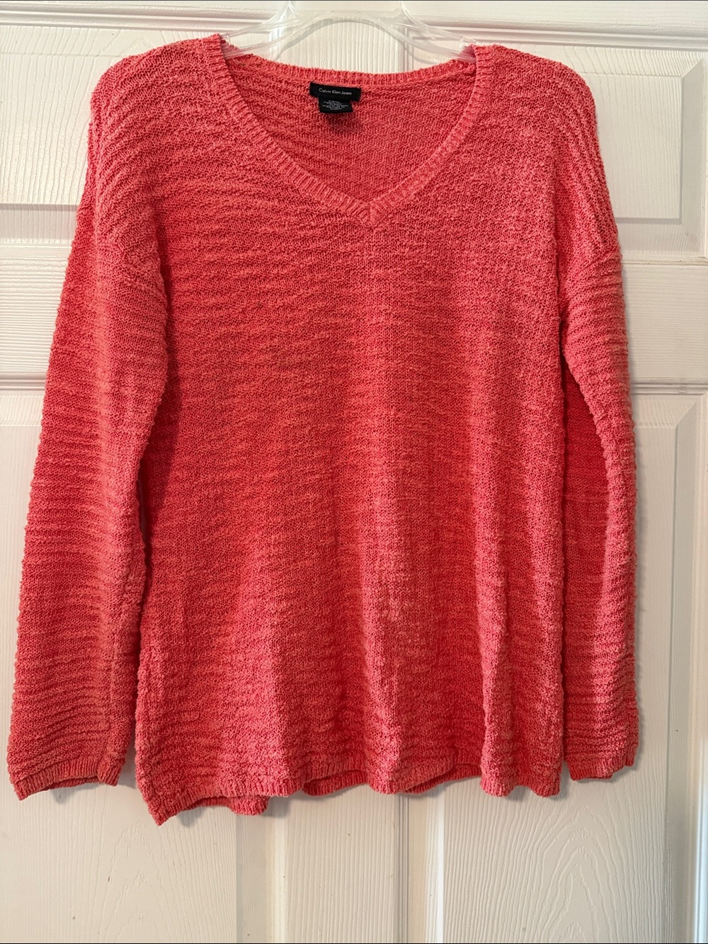 Calvin Klein Jeans Coral V-Neck Textured Sweater